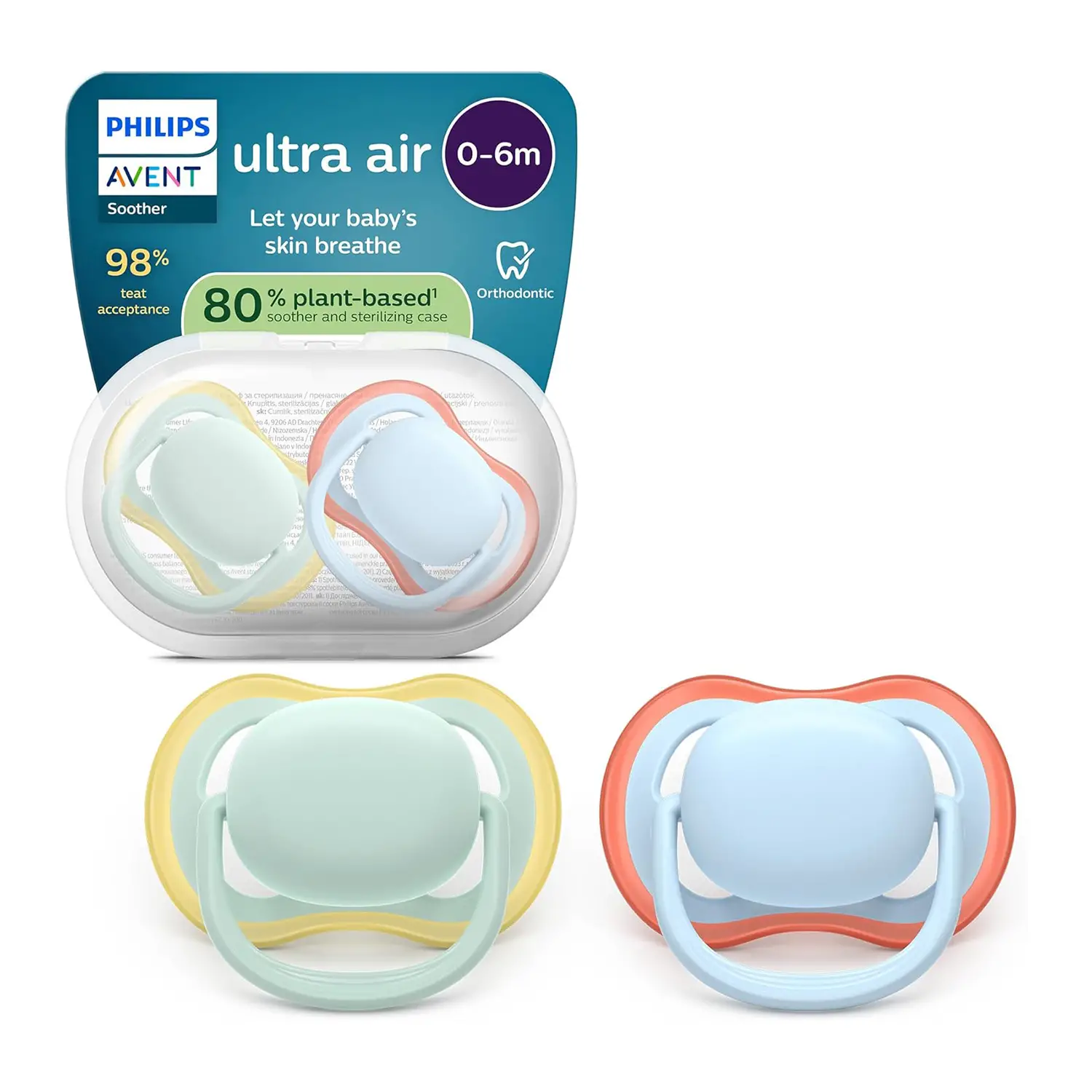 Ciuccio Philips Avent Ultra Air 0-6M Verde/Blu Pastello - ciucci