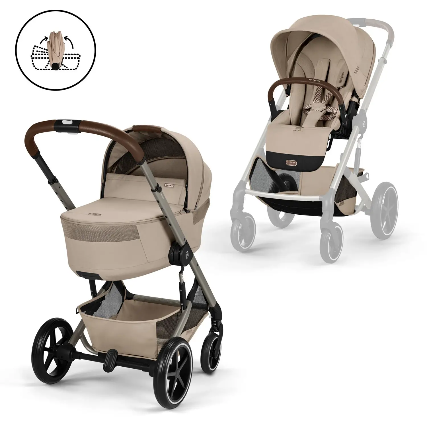 Cybex Duo Balios S Lux Con Navicella Richiudibile Almond Beige - trio e modulari