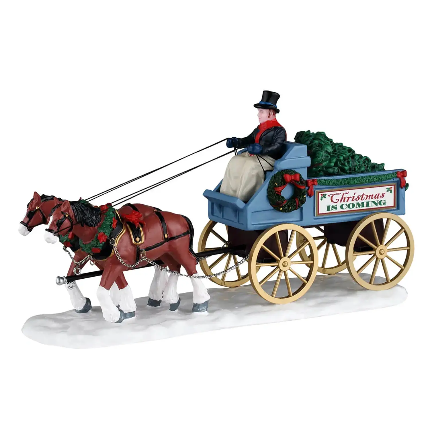 Lemax Christmas Is Coming 63816 – Carro Natalizio con Cavalli in Resina - scene e villaggi