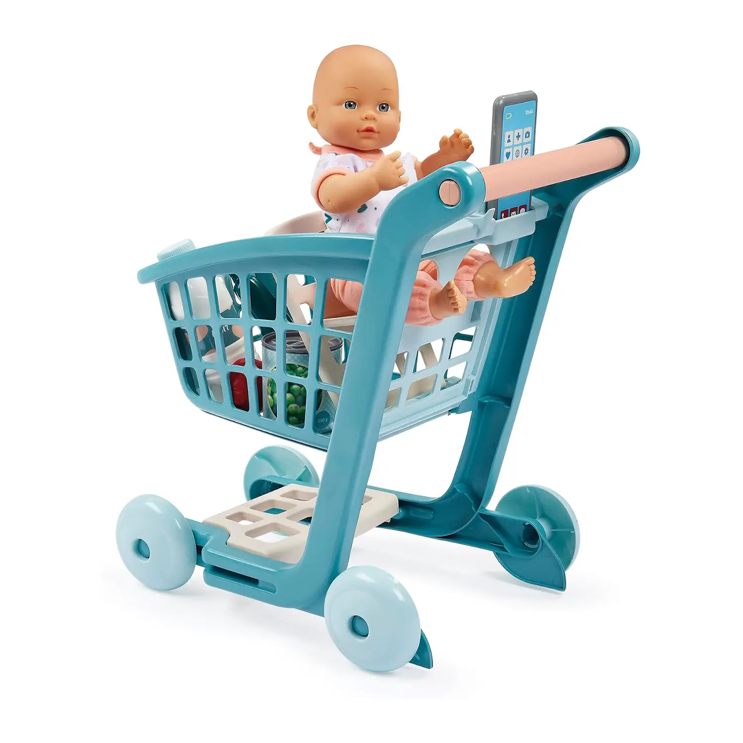 Carrello Spesa con Bambola - Alimenti, mercatini, stoviglie