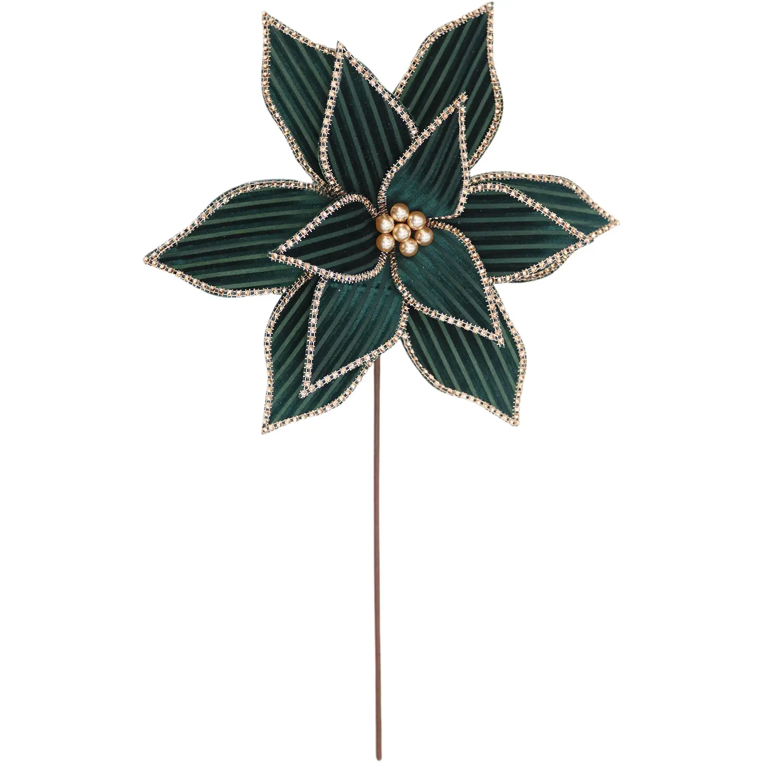 Poinsettia Natalizia Ellide Verde Scuro Effetto Velluto 45 cm - fiori e ghirlande