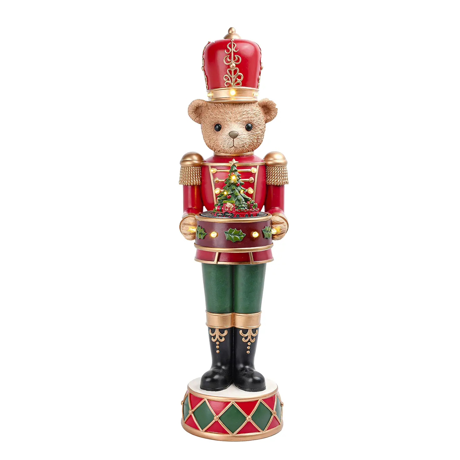 Soldatino Natalizio Matlock Rosso Verde 76 cm con LED e Musica - schiaccianoci