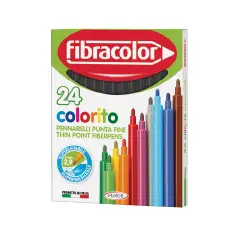Fibracolor Colorito Fine Pennarelli – Set 24 Pennarelli - Nero