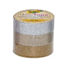 Nastro Decorativo Glitter Oro 3 Rotoli 15mm. x 5mt