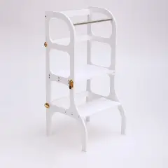 Torre Di Apprendimento Montessori • Learning Tower Con Tavolino Bianca