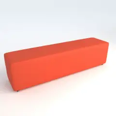 Pouf Ecopelle Ignifugo 4 Posti H 40 Arancio  Perfetto per Ambienti Scolastici Innovativi