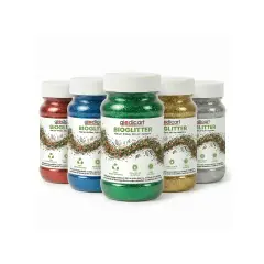 Brillantini Ecologici in Cellulosa Riciclata, Bio-Glitter Grana Media 50 Gr. Cinque Colori Assortiti