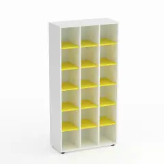 Mobile Scuola Kubò Bianco – 18 Caselle con Ripiani Gialli H 180 cm | Conforme CAM