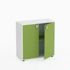 Mobile Scuola Kubò Bianco – 2 Ante H 90 cm e Ripiani Verde Kiwi | Conforme CAM