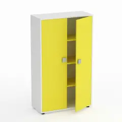 Mobile Scuola Kubò Bianco – 2 Ante H 150 cm e Ripiani Gialli | Conforme CAM