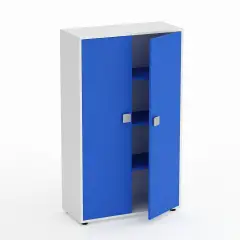 Mobile Scuola Kubò Bianco – 2 Ante H 150 cm e Ripiani Azzurri | Conforme CAM