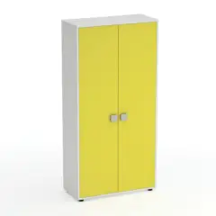 Mobile Scuola Kubò Bianco – 2 Ante H 180 cm e Ripiani Gialli | Conforme CAM
