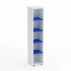 Mobile Scuola Kubò Bianco – Colonna 5 Vani con Ripiani Azzurri H 180 cm | Conforme CAM