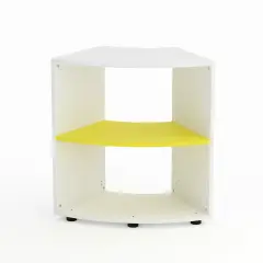 Mobile Scuola Kubò Bianco Curvo 60 Gradi H 75 cm. Ripiani Giallo - Conforme CAM