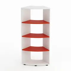 Mobile Scuola Kubò Bianco Curvo 60° H 150 cm con Ripiani Rossi | Conforme CAM