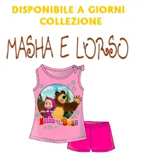 T-SHIRT COTONE CON DOPPI BORDI BIMBO MASHA E L'ORSO
