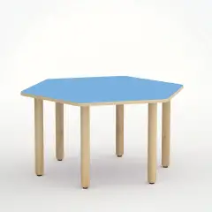 Tavolo Forma Esagonale H 46 Cm - Misura 1 - Blu Orizzonte per Nidi d'infanzia - Conforme CAM