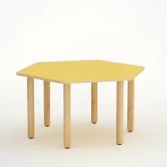 Tavolo Forma Esagonale H 55 Cm - Misura 3 - Giallo Per Scuola Primaria- Conforme CAM