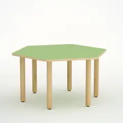 Tavolo Forma Esagonale H 52 Cm - Misura 2 - Verde Per Scuola Dell'infanzia - Conforme CAM
