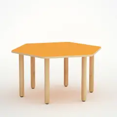 Tavolo Forma Esagonale H 46 Cm - Misura 1 - Arancio Per Scuole Nido D'infanzia - Conforme CAM