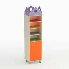Mobile Scuola Infanzia Onda Colonna Anta Bassa Destra Arancio - Conforme CAM