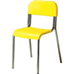 Sedia Infanzia Sara, Struttura Cromata, Seduta H 34 Cm. Giallo Per Ambienti Scolastici