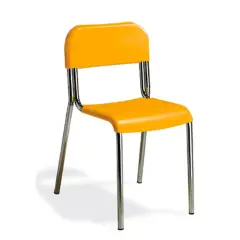 Sedia Infanzia Sara, Struttura Cromata, Seduta H 34 Cm. Arancio  Per Ambienti Scolastici