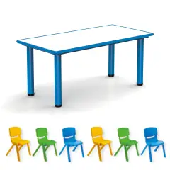 Tavolo e Sedie Bambini Scuola Infanzia e Primaria, Child Kit Blu - Conforme CAM