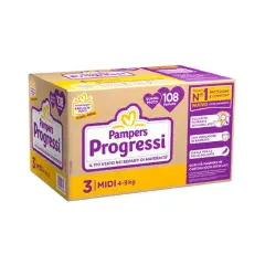 Pannolini Pampers Progressi Quadripack - Taglia 3 - 4-9 Kg - 108 Pezzi
