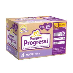 Pannolini Pampers Progressi Quadripack - Taglia 4 - 7-18 Kg - 84 Pezzi