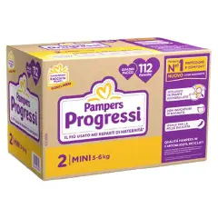Pannolini Pampers Progressi Quadripack - Taglia 2 - 3-6 Kg - 112 Pezzi