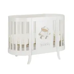 Lettino Ovale Nanan Bianco con Orsetto Tato bianco