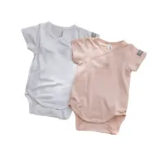 Body Bambino Maniche Corte - Taglia 3 Mesi - 2 Pezzi Rosa e Bianco