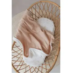 Coperta Lettino 140x100 Goffrato In Bambù Organico + Spugna Peluche Nude Pink