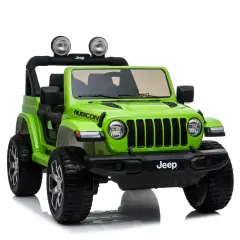 Auto Elettrica Macchina per Bambini 2 Posti Jeep Wrangler Rubicon Verde 12V con Telecomando