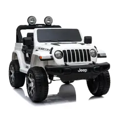 Auto Elettrica Macchina per Bambini 2 Posti Jeep Wrangler Rubicon Bianca 12V con Telecomando