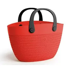 Borsa Linda Rossa Con Manici In Plastica