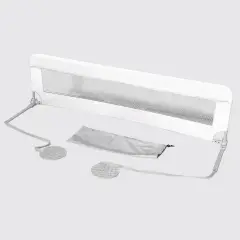 Barriera Sponda da Letto Pieghevole con Borsa di Trasporto, Sicura e Protettiva, Bianca Cm. 150