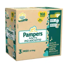 Pannolini Pampers Baby-Dry EsaPack - Taglia 3 - 4-9 Kg - 168 Pezzi