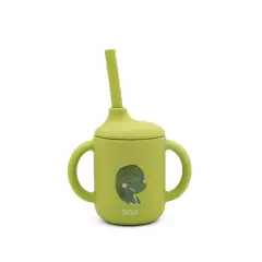 Bicchiere Con Cannuccia In Silicone - Dinosauro Cracky
