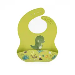 Bavaglino Con Tasca In Silicone - Dinosauro Cracky