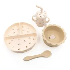 Bamboom Set Bimbo in Silicone Piatto Scodella Cucchiaio Bicchiere Fishes