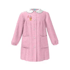 Grembiule Bambina Asilo Milk Shake Quadrettato Rosa 4 Anni