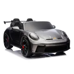 Auto Elettrica per Bambini Porsche 911 GT3 Grigio Argento con Sedili in Pelle e 2 Motori da 35W
