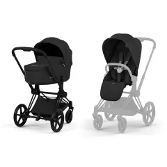 Priam Comfort Sepia Black 2in1 Con Navicella Richiudibile-Passeggino con Telaio Matt Black