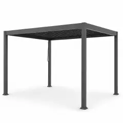 Pergola Bioclimatica, Gazebo 3x4 Metri con Lamelle Orientabili, Acciaio e Alluminio, Antracite