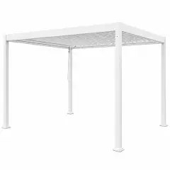 Pergola Bioclimatica, Gazebo 3x4 Metri con Lamelle Orientabili, Acciaio e Alluminio, Bianco