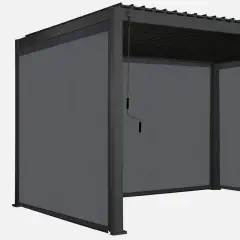 Tenda Oscurante Laterale in Textilene a Rullo da 3 Metri per Pergola Bioclimatica, Grigio