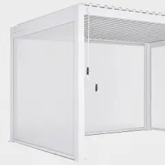 Tenda Oscurante Laterale in Textilene a Rullo da 3 Metri per Pergola Bioclimatica, Bianco