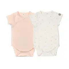 Body Maniche Corte Tulips/Rosa Mix - Taglia 3 Mesi - 2 Pezzi Rosa e Bianco